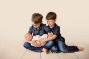 newborn baby siblings big brothers studio
