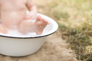 outdoor baby girl foot bath
