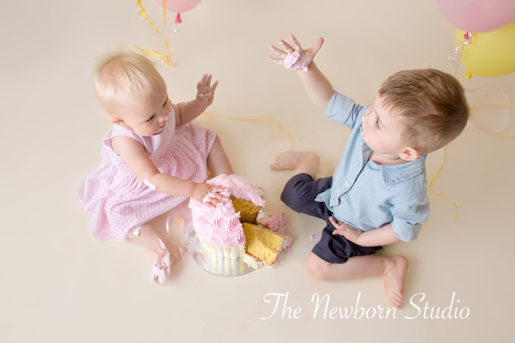 1 year cake smash siblings 