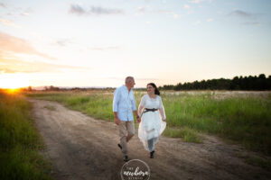 couple walking down a country path