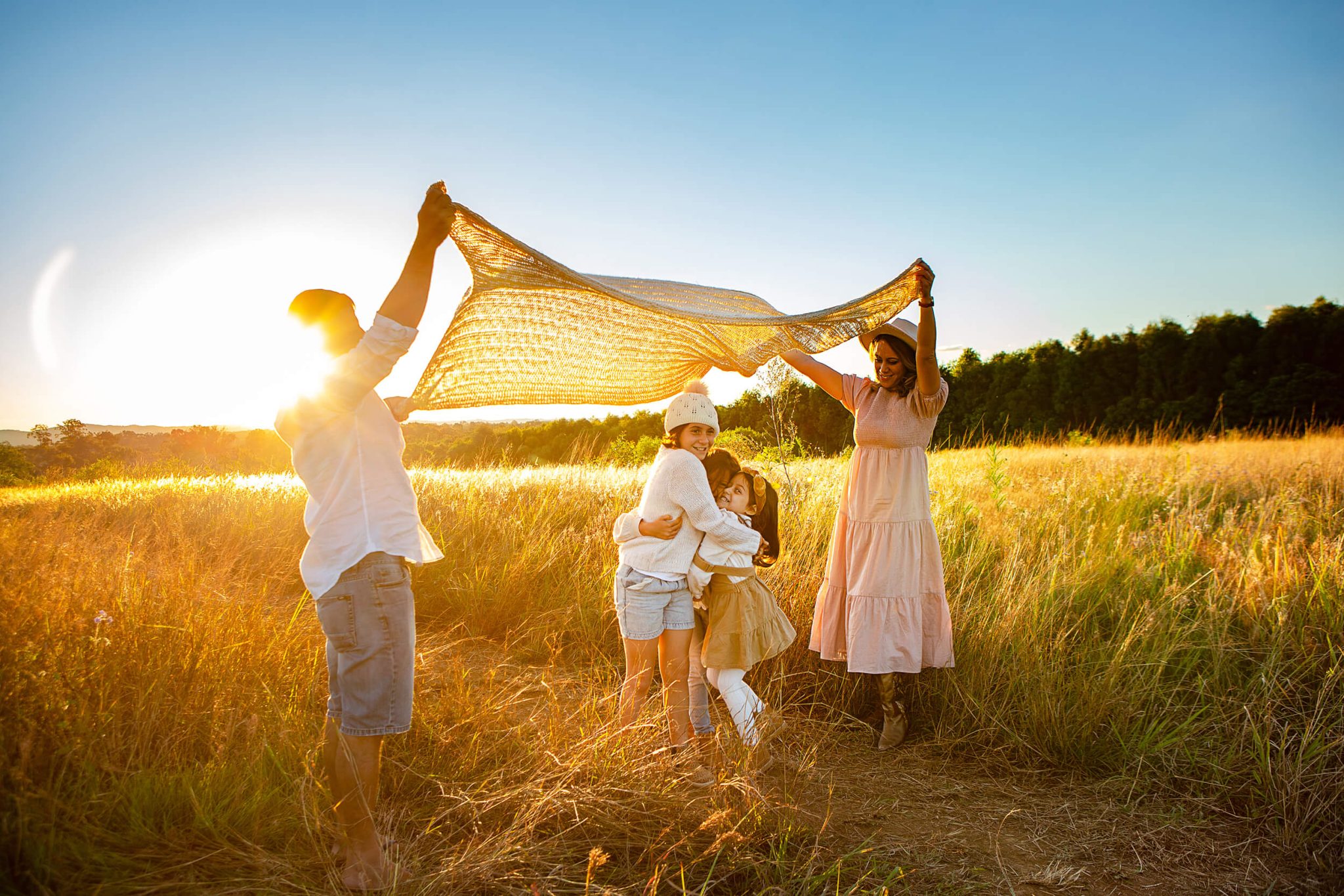 family photos in the sunset