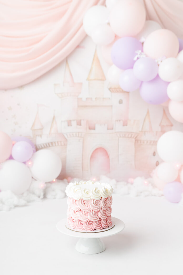 pink purple princess cake smash